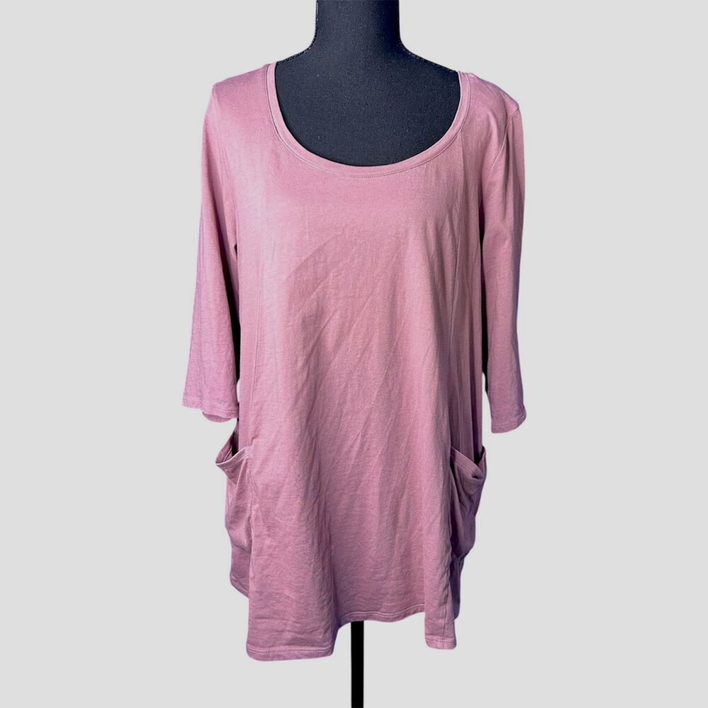Pure Jill Womens Lilac Two Pocket Knit Tunic Sz PL Lagenlook Minimalist Flowy